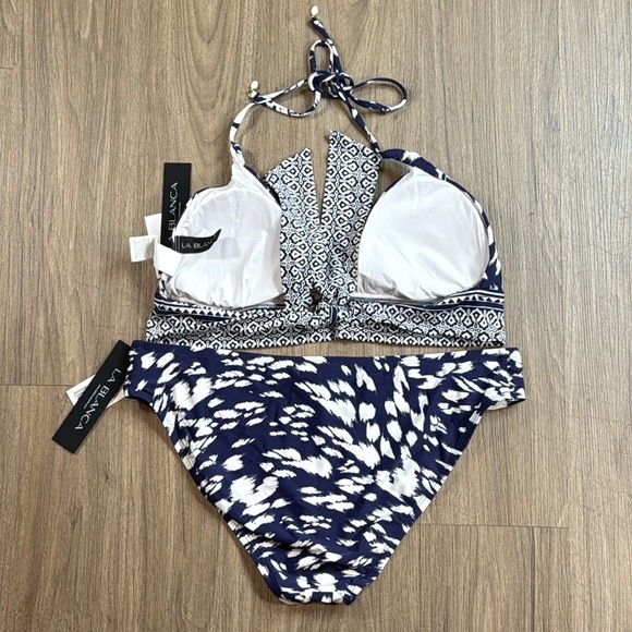 NWT La Blanca Kids One Piece Swimsuit - Navy and White - Picture 2 of 8